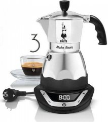 BIALETTI ELEKTRICKÁ MOKA KONVIČKA EASY S ČASOVAČEM NA 3 ŠÁLKY