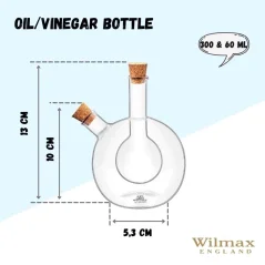 WILMAX Botella de aceite y vinagre 300 ml & 60 ml