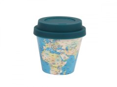 IDRINK Mini taza térmica, patrón Mapa azul, 90ml