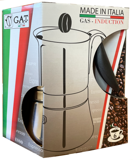 G.A.T Cafetera Moka G.A.T LADY Acero inoxidable INDUCCIÓN 2 tazas - CAPACIDAD (tazas): 2