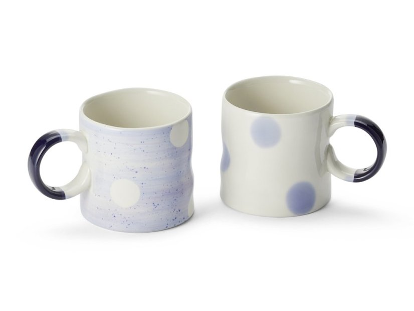 "Bine" kerámia bögre 300 ml - BARNAH: Fehér, kék pöttyökkel