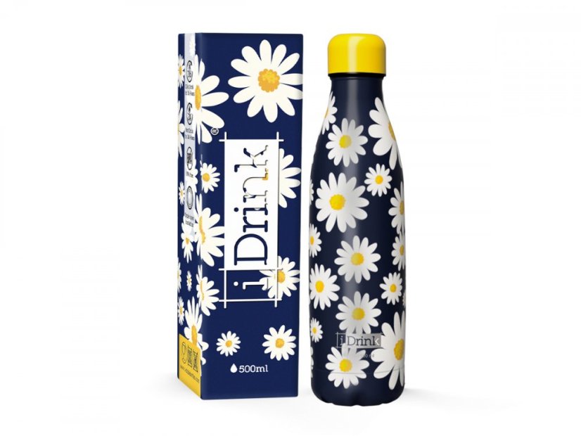Botella térmica de acero inoxidable iDRINK, diseño de margaritas, 500 ml