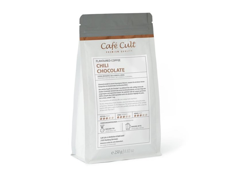Café Cult ízesített kávébab fekete csokoládé chilivel 250g