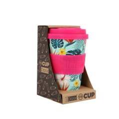 Termohrnek RPED plast 435ml Tropické květy