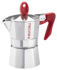 PEDRINI | Moka Kaffettiera, Asa Roja, 3 Tazas