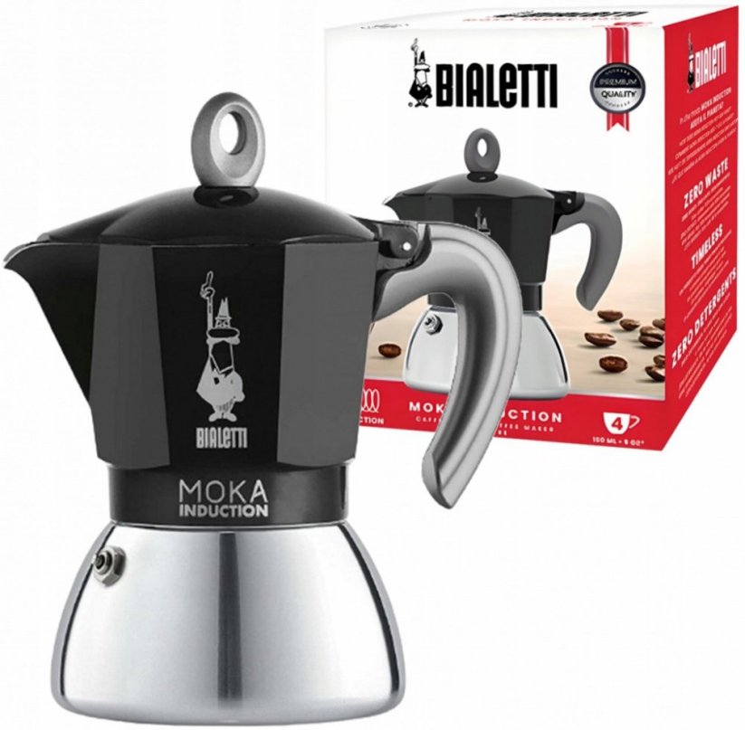 BIALETTI MOKA INDUCTION ČERNÁ 2 ŠÁLKY