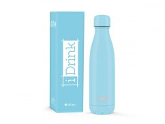 iDRINK | Nerezová kovová termoska, vzor světle modrá, 500 ml