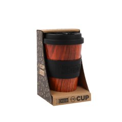 iDRINK Taza térmica iDRINK, diseño de madera, 435 ml