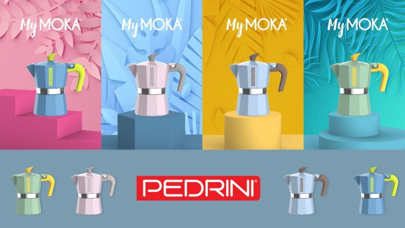 PEDRINI MOKA KONVICE MyMoka Color Růžová 6 šálků, objem 270 ml