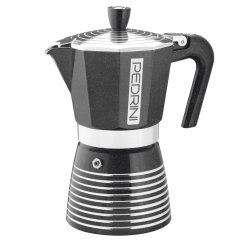 PEDRINI MOKA KONVICE INFINITI ROCK LEŠTĚNÉ PROUŽKY 6 šálků barva černá, objem 270 ml