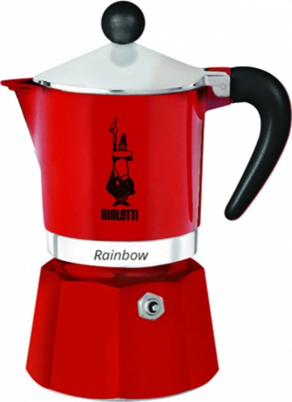 BIALETTI MOKA RAINBOW 3 ŠÁLKY ČERVENÁ