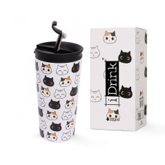 IDRINK Termohrnek z Nerezové Oceli 350ml motiv Kočky