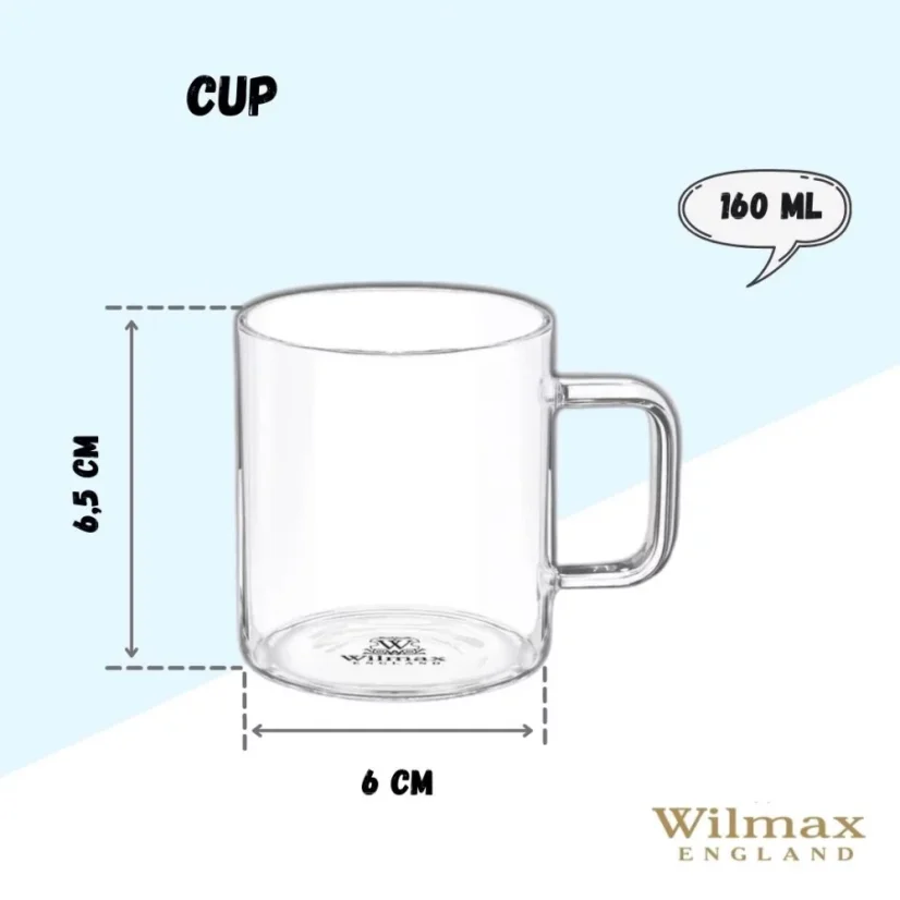WILMAX termohrnek z borosilikátového skla 160 ml, balení 1 ks