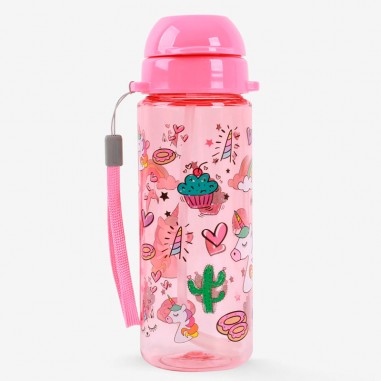 Dětská láhev nav vodu Tritan iDrink s brčkem JEDNOROŽEC o objemu 400 ml