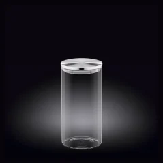 WILMAX dóza z termoskla 1300 ml, čiré sklo s nerezovým víčkem, 10x20,5 cm
