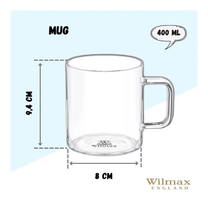 WILMAX termohrnek z borosilikátového skla 400 ml, balení 1 ks