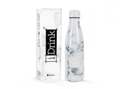 iDRINK | Botella termos de acero inoxidable, White Marble 500 ml