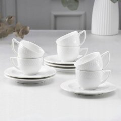 Wilmax PORCELÁNOVÁ SADA ŠÁLIKOV A PODŠIAĽKOV NA KÁVU balenie 6 kusov 90 ml