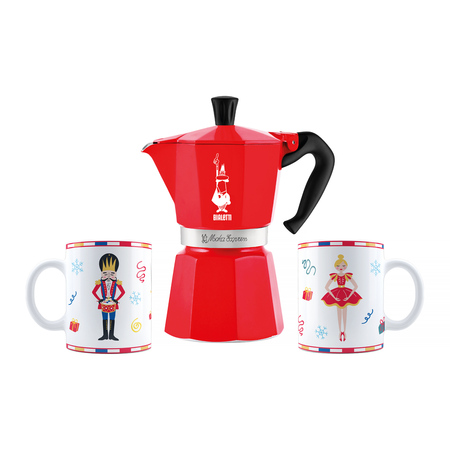 Bialetti - Diótörő Moka Express 6tz kávéfőző + 2 db 300 ml-es csésze